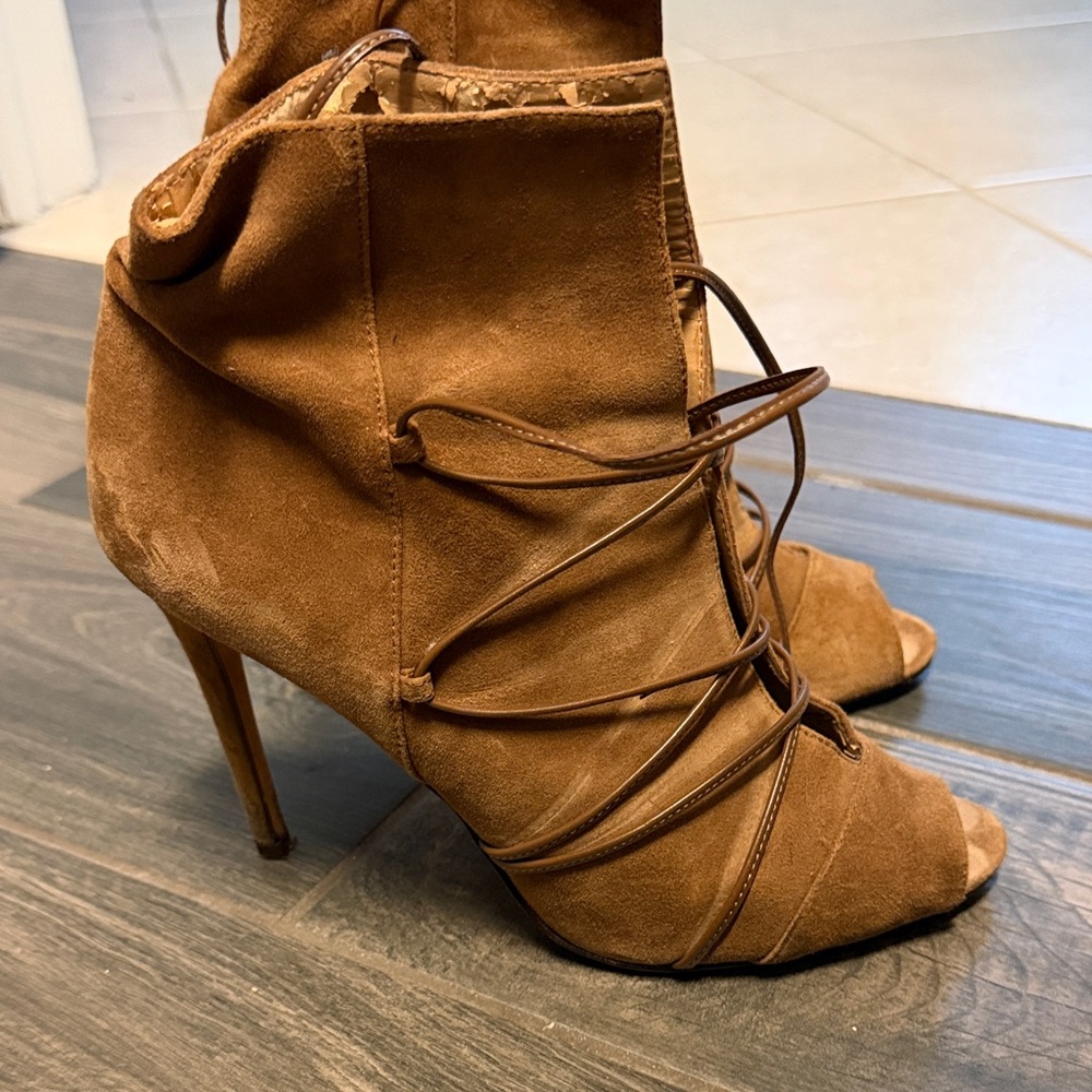 ANTONIO MELANI Tan Suede Heeled Boots